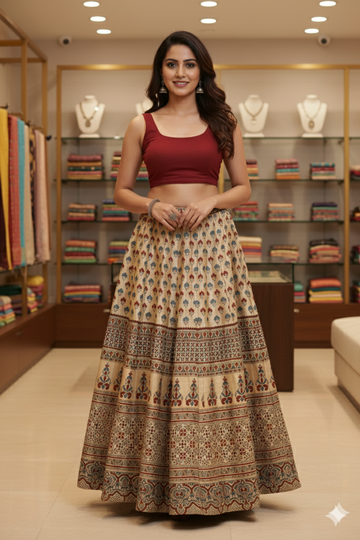 Timeless Pure Modal-Silk Ajrakh skirts