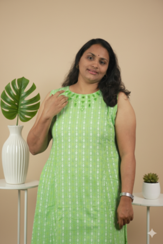 YELLOW MITTAI PURE COTTON ALINE MIRROR WORK CO-ORD SET