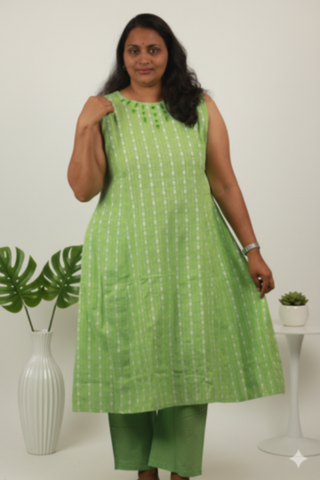 YELLOW MITTAI PURE COTTON ALINE MIRROR WORK CO-ORD SET