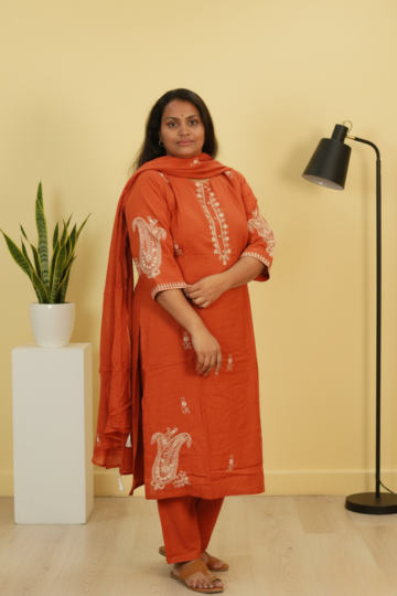 PREMIUIM FLEX COTTON RICH EMBROIDERED 3PC SET