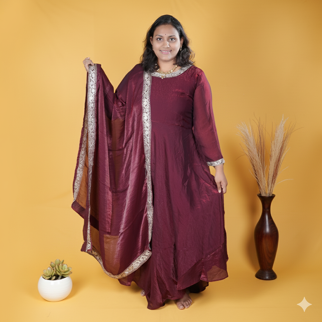 SPACESILK ANARKALI IN WINE