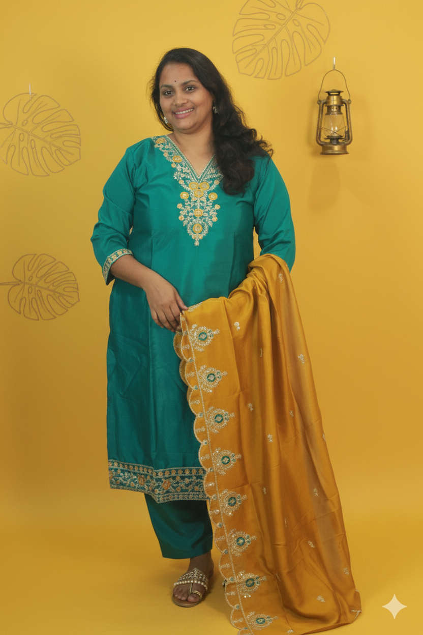 Jasmine elegance redefined with the grand vichitra silk ensemble