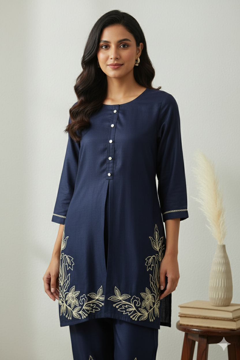 NAVY EMROIDERED CO-ORD SET