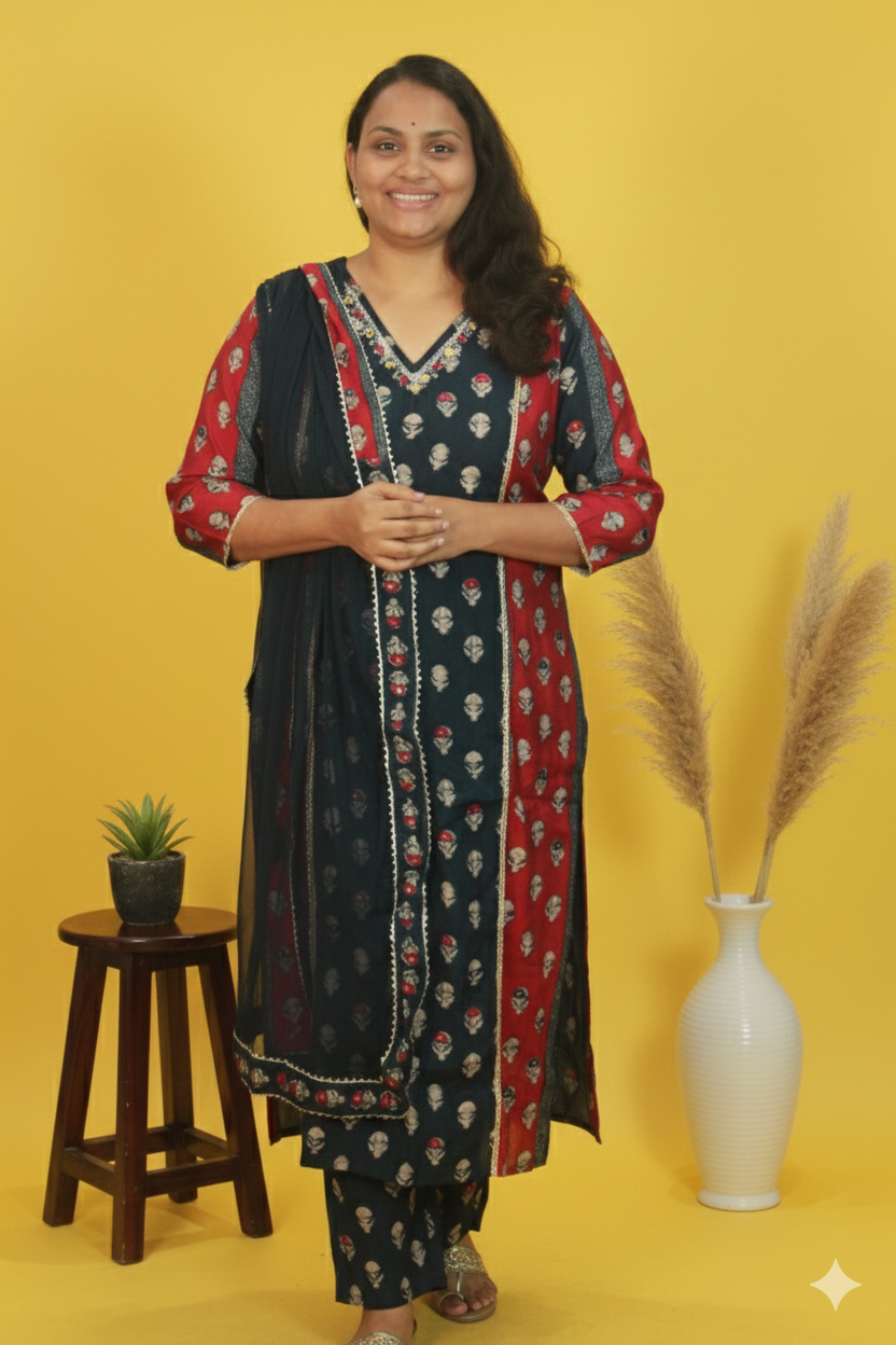 Ethnics the royal muslin silk kurta set