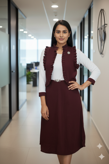 KOREAN FROCK IMPORTED FABRIC IN PLUM