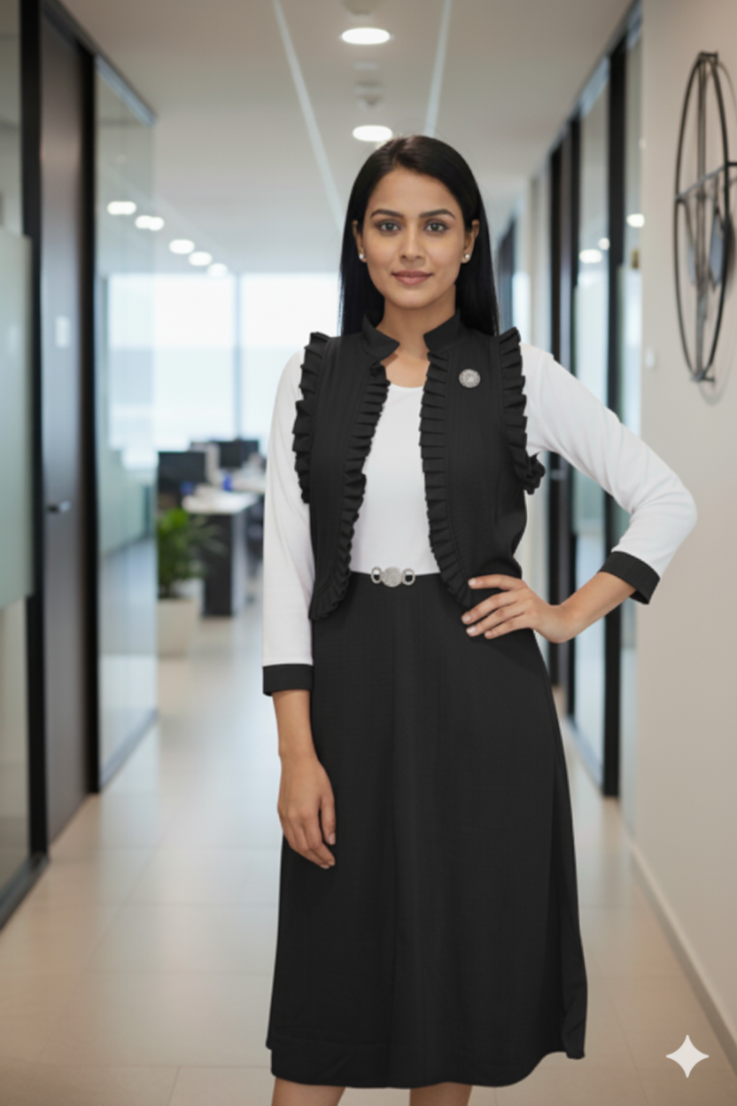 KOREAN FROCK IMPORTED FABRIC IN BLACK