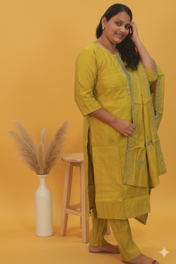 Grace fresh olive colored roman silk set