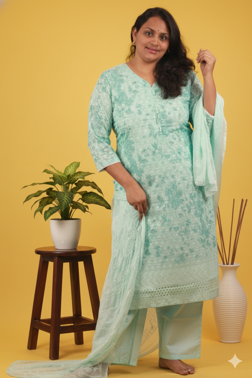 BLUE PEARL PURE COTTON CHIKAN& HAKOBA 3PC SET