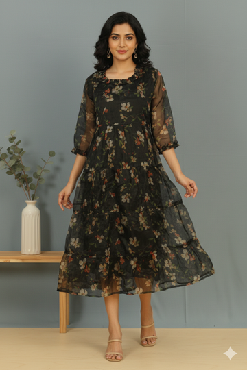 CHARMING BLACK ORGANZA FROCK