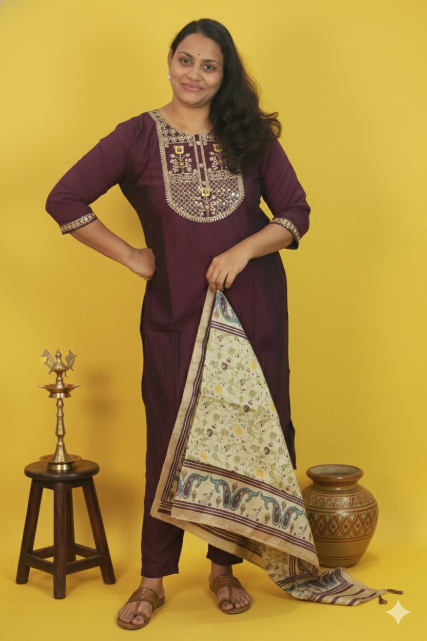 Prithvi regal charm in dual-shaded rangeela silk ensemble
