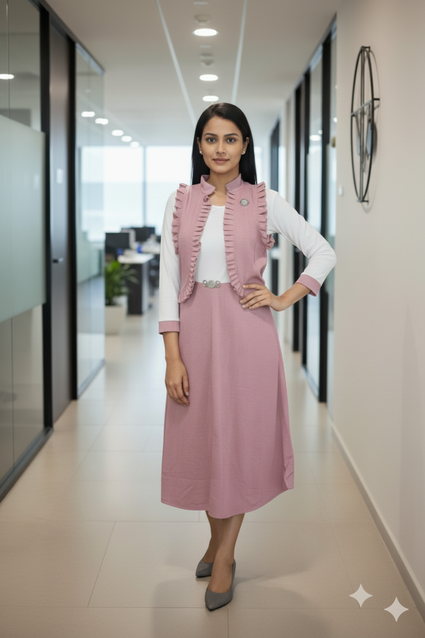 KOREAN FROCK IMPORTED FABRIC IN PINK