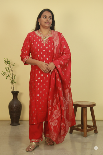 Jamuna the rani pink viscose silk ensemble