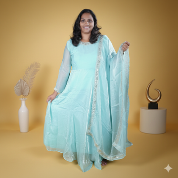 Jill spacesilk anarkali skyblue