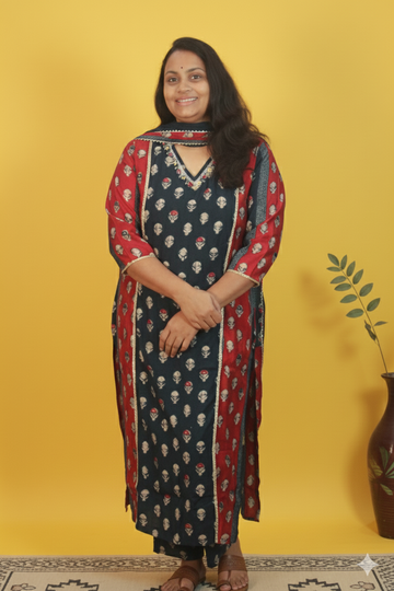 Ethnics the royal muslin silk kurta set